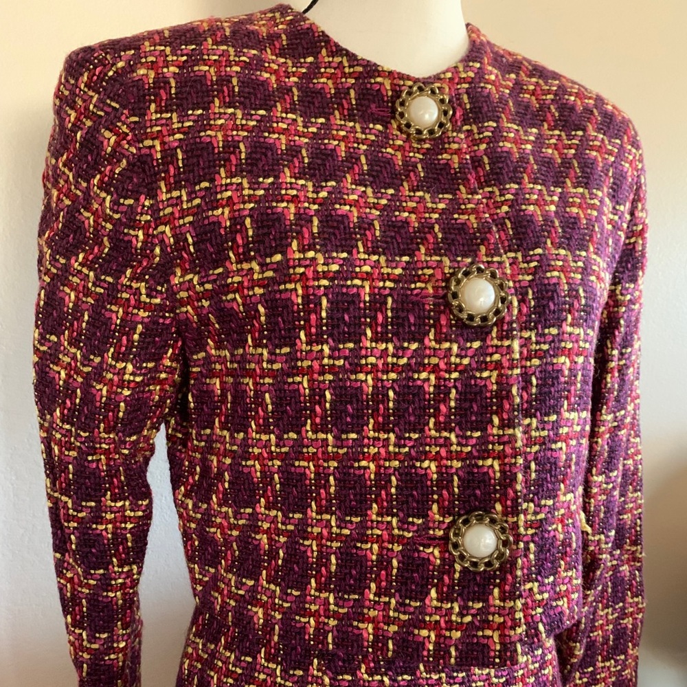 Vintage 1990 Purple Pink Tweed Suit